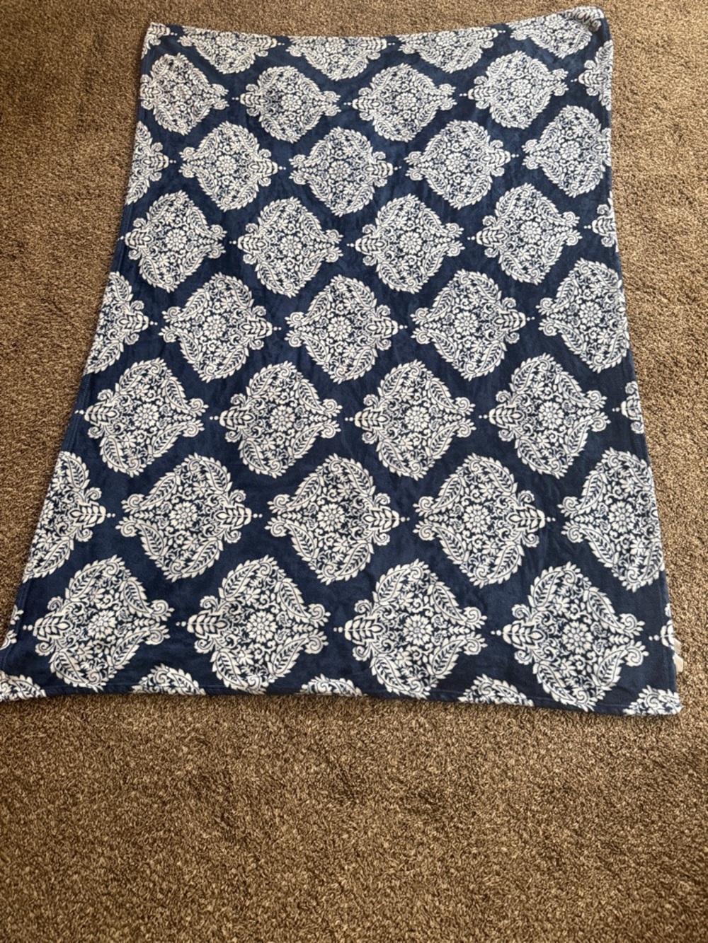 Navy Blue and White Decorative Throw Blanket - Picture 2 of 4